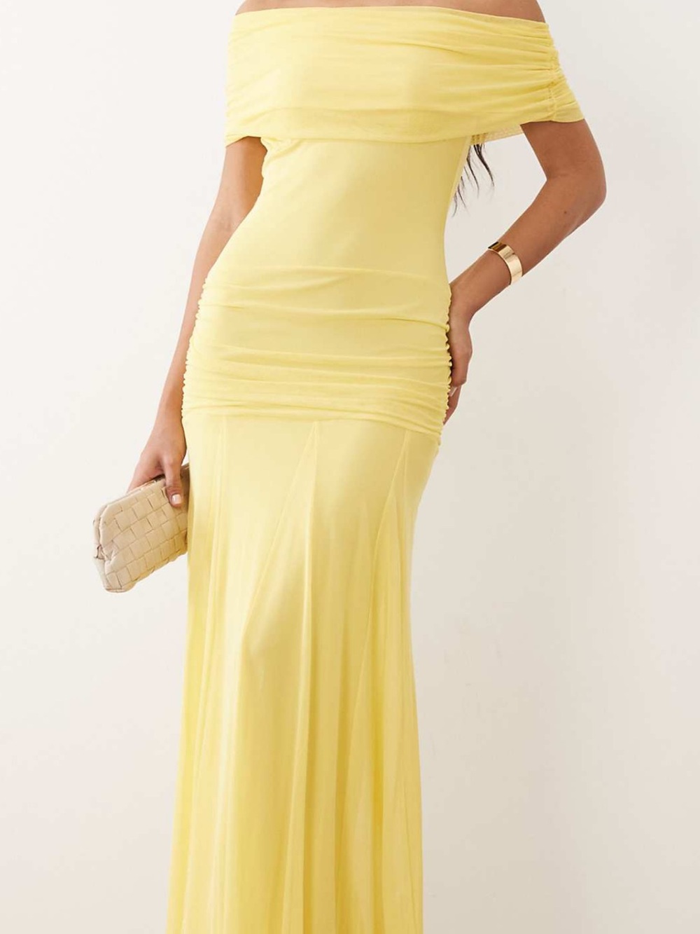 ASOS Yellow Off-Shoulder Strapless Maxi Dress